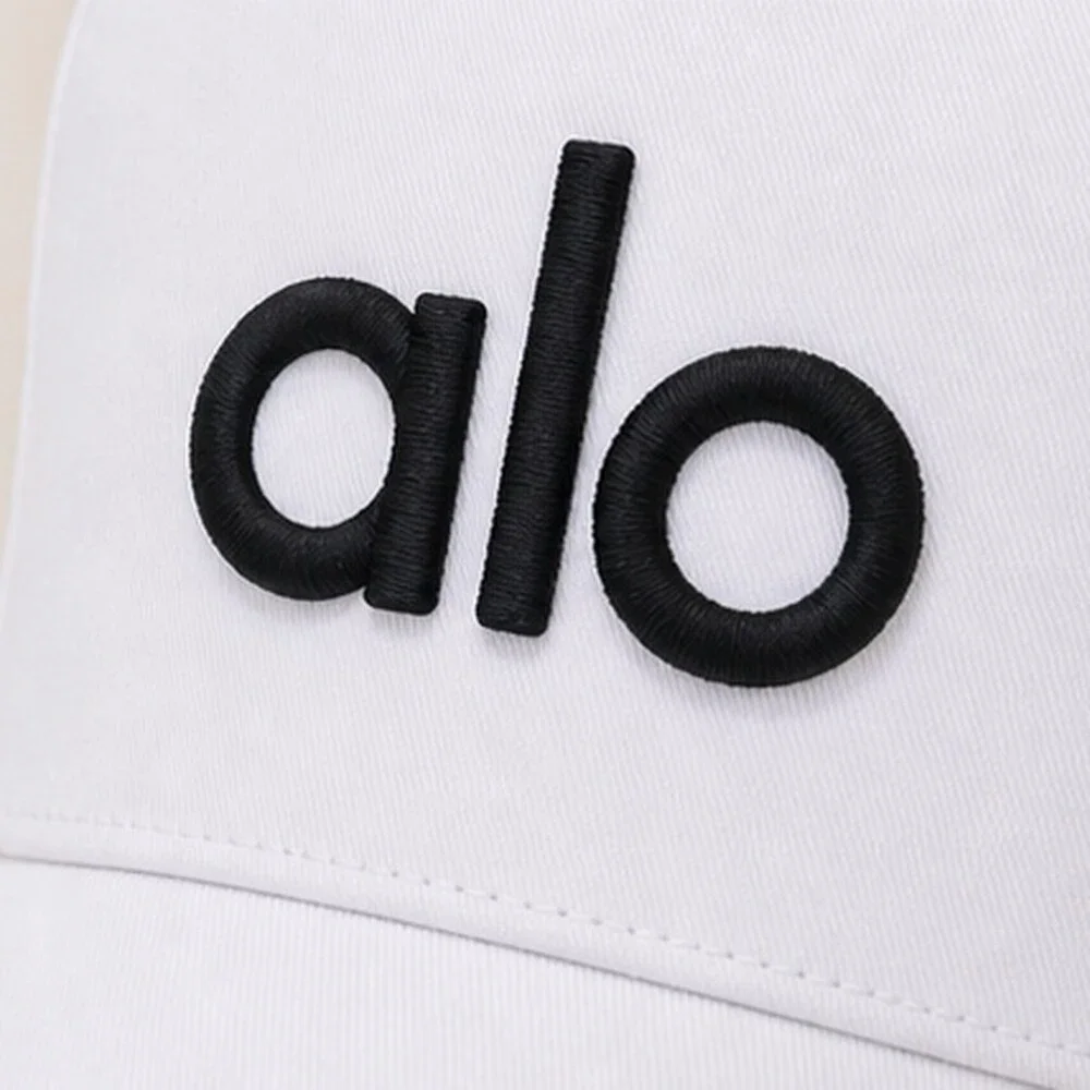 ALO Yoga White Black Studio Mesh Trucker Cap Hat Sporty